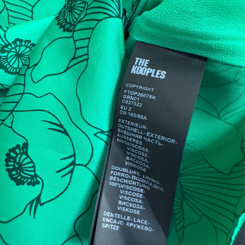 NWT | The Kooples | Green Poppy Floral Print | Tank Top | Black Lace Details - Picture 9 of 10